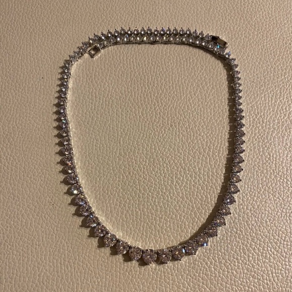 19CT Round Cut Lab Created Diamond Graduated Tennis Necklace 14K Gold Plated